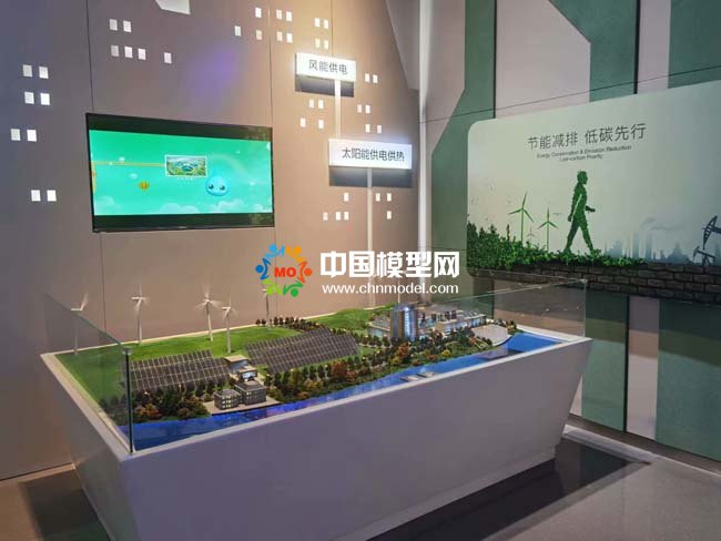 風能供電，太陽能供電供熱沙盤模型