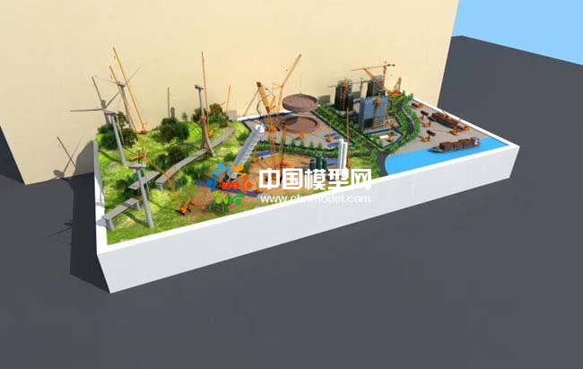 吊車起重機(jī)施工場(chǎng)景沙盤模型效果圖