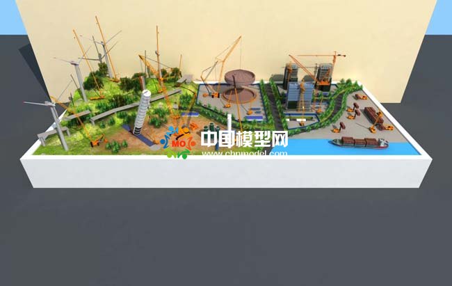 吊車起重機(jī)施工場(chǎng)景沙盤模型效果圖