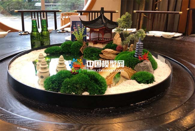 酒店餐桌轉盤景觀裝飾擺件沙盤模型