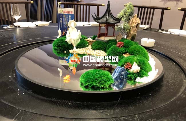 酒店餐桌轉盤景觀裝飾擺件沙盤模型
